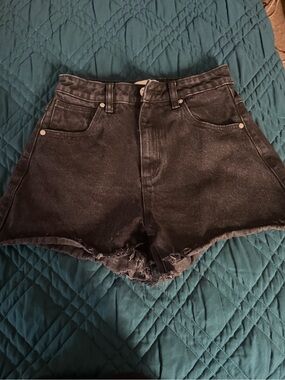 REVOLVE Abrand jeans shortsWashed Black High-Rise Denim with Frayed Hem